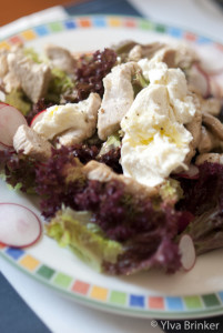 Salat mit Putenstreifen und Mozzarella